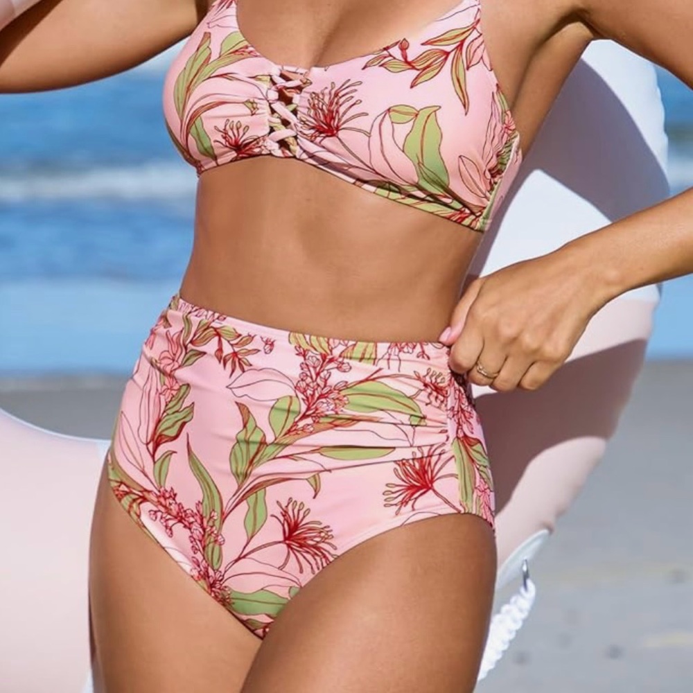 NWT Cupshe Tummy Control‎ Pink Swimsuit Bottoms